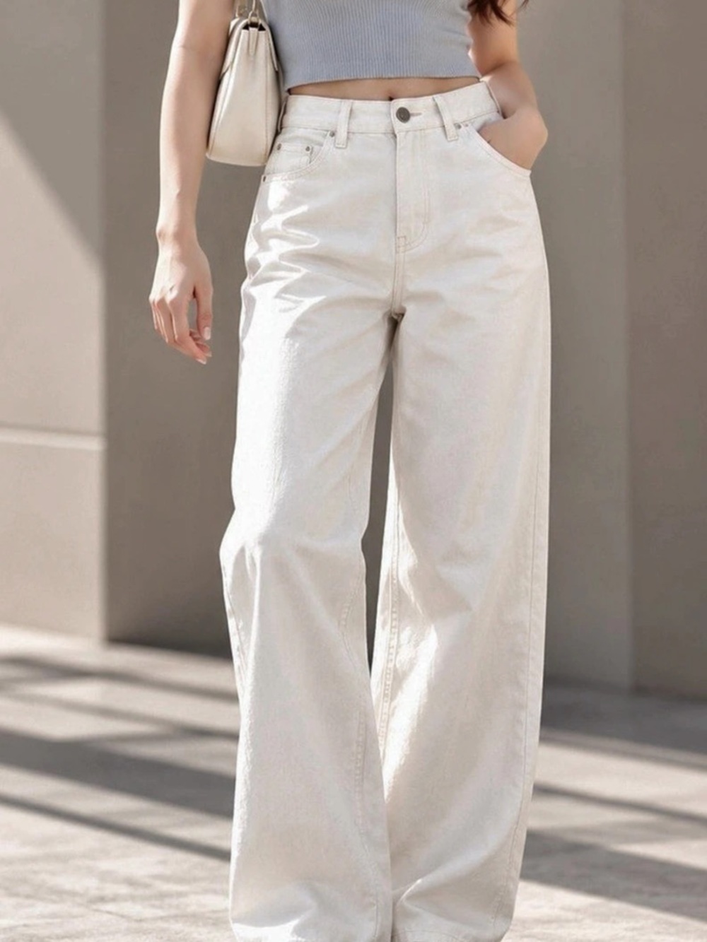 Wide Leg Pants in White Like New